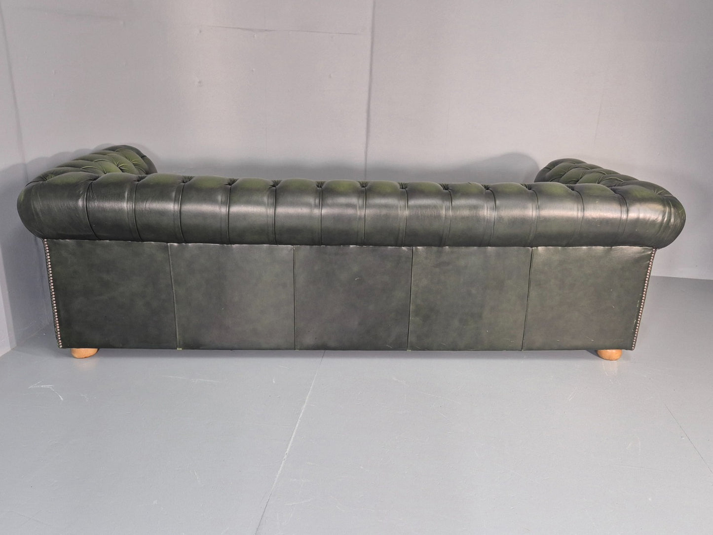 3 Seater Chesterfield Sofa Green Leather Studded Vintage EB11027 VCHE20