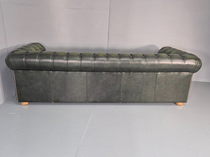 3 Seater Chesterfield Sofa Green Leather Studded Vintage EB11027 VCHE20