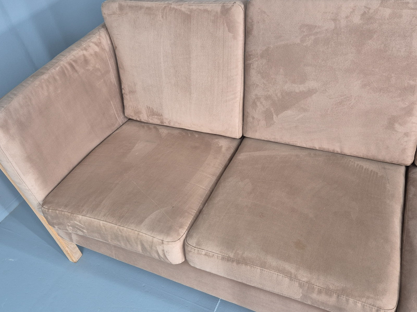Vintage 3 Seat Sofa Danish Design Faux Suede Upholstery 1980s Retro EB10539 M3SS17