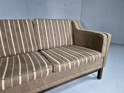 3 Seat Sofa Vintage Danish Khaki Wool Upholstery Mogensen Retro MCM EB7266 M3SS3