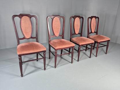 4 1970s Dining Chairs Pink Velour Stylised Regency Style Retro EB11962 VDIN0
