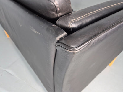 Vintage 2 Seater Settee Danish Retro Black leather and Vinyl EB11640  M2SS13