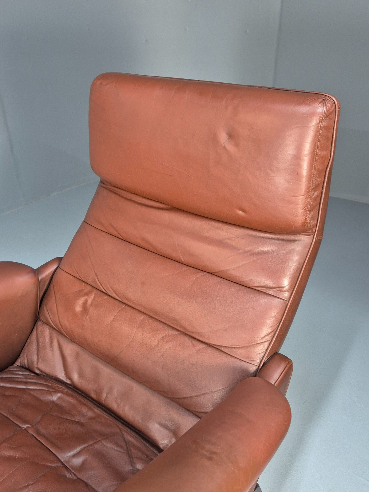 Vintage Danish Brown Leather Lounge Chair 1970s Retro MCM EB9266 MNOR - UKDK FURNITURE