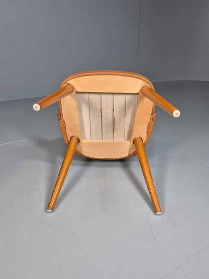 Vintage Tan Vinyl and Beech Small Arm Chair 1970s EB7663 MNOR - UKDK FURNITURE