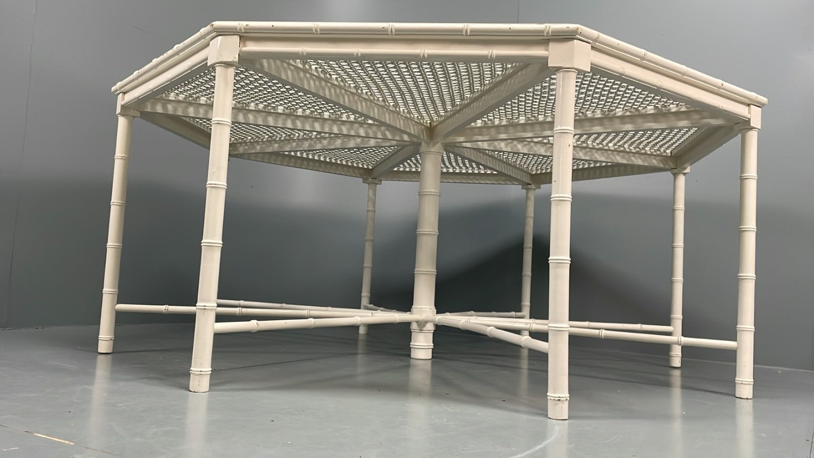 White Bamboo Dining Table & 8 Chairs Harrods 1950s Plantation Style EB11554 MWOO12