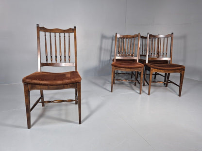 5 Vintage Dining Chairs Brown Velour Mahogany Stag 1970s Retro EB9148 VDIN - UKDK FURNITURE