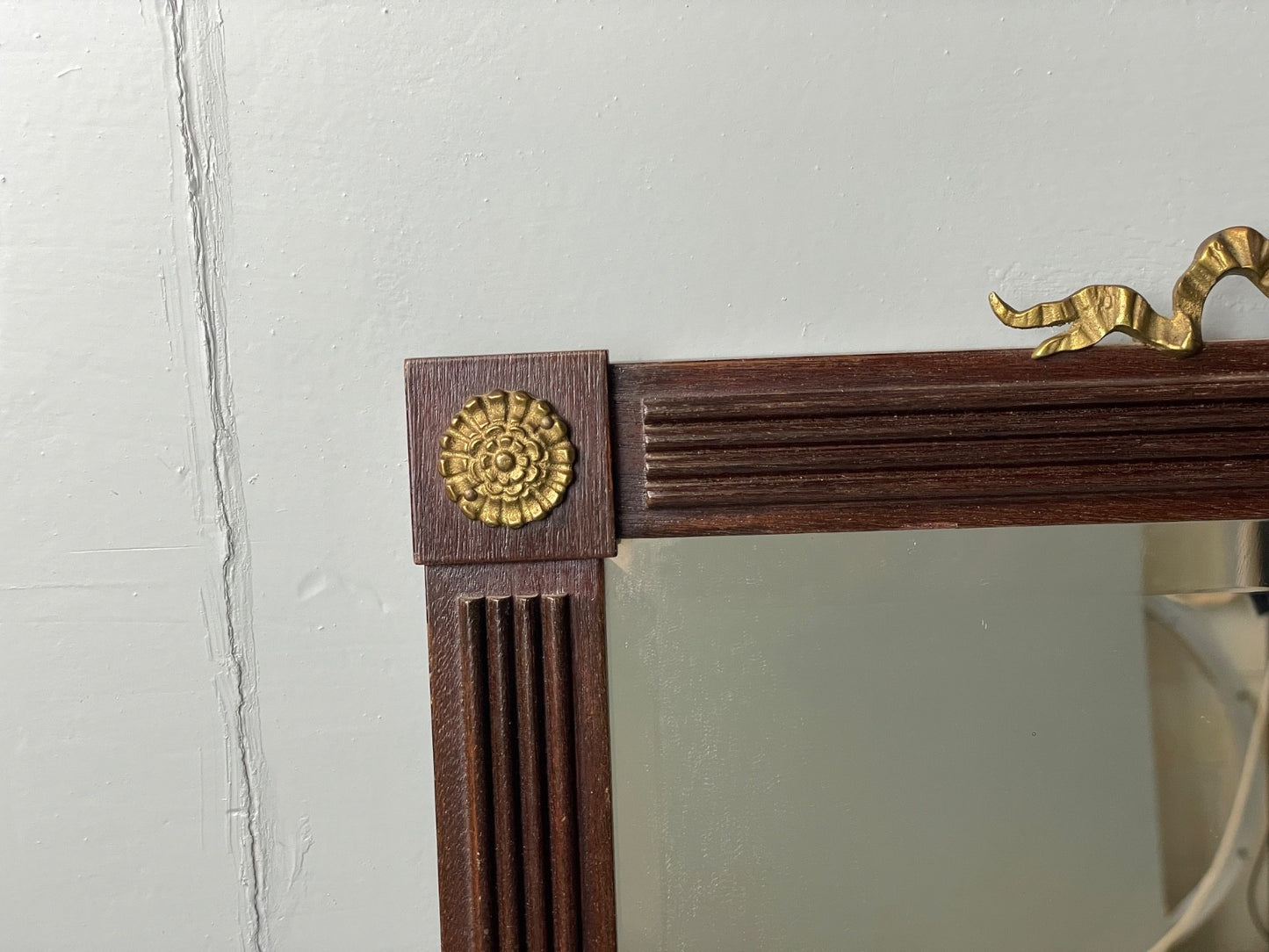 Vintage Mahogany Wall Mirror Regency Style Brass Detailing EB11052 MWOO3