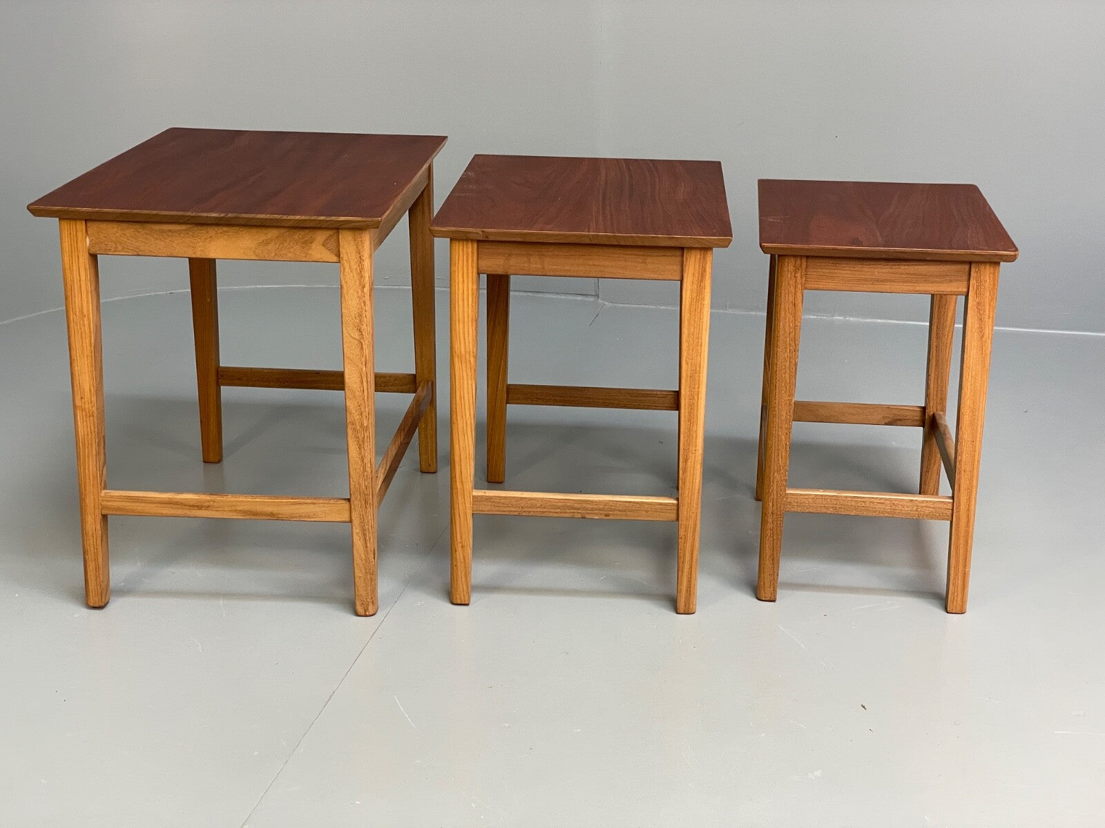Vintage Solid Teak Nesting Tables Mid Century EB9755 MWOO - UKDK FURNITURE