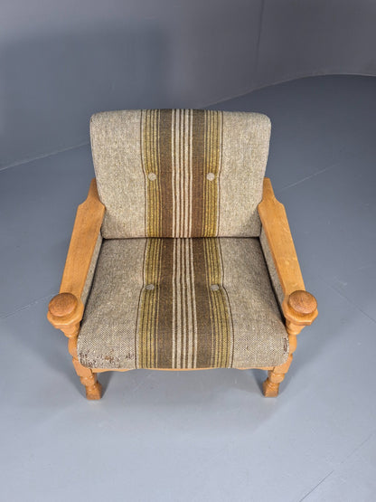 Vintage Danish Kjaernulf Style Oak and Wool Lounge Chair 1970s EB9596 MNOR - UKDK FURNITURE