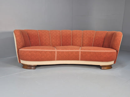 Vintage Danish Art Deco Banana Sofa Peach and Cream 1930s Retro EB9745 V3SS - UKDK FURNITURE