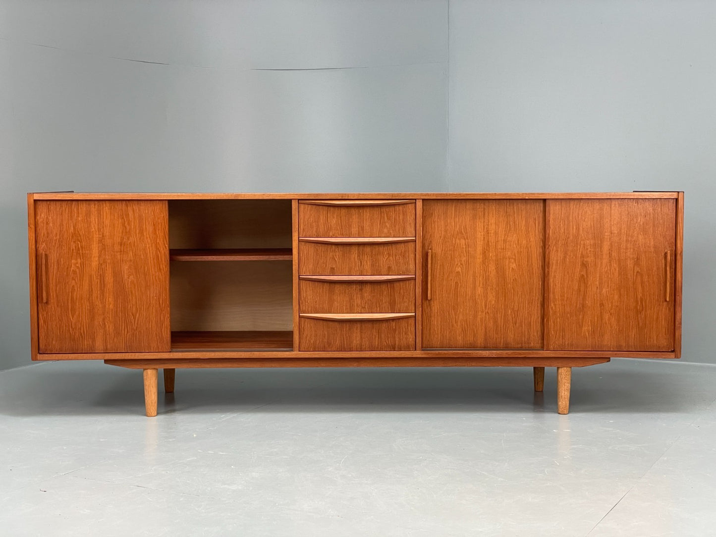 Vintage Teak Sideboard 1960s Midcentury Drawers Shelving Storage EB10945 MWOO1