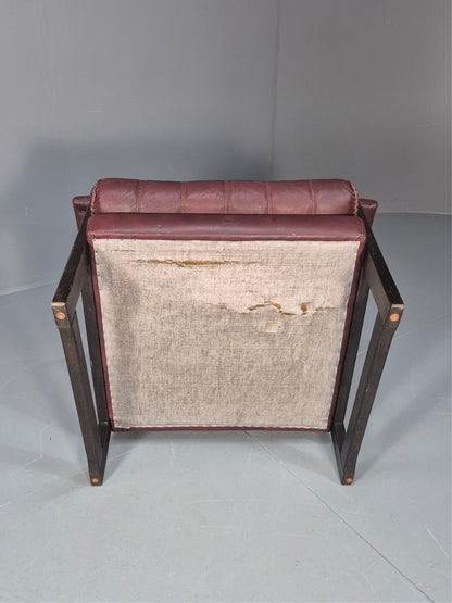 Vintage Danish Burgundy Leather 1980s Retro Lounge Chair MCM EB9793 MNOR - UKDK FURNITURE