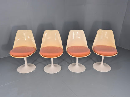 4 Tulip Based Swivel Chairs 1970s Retro Original Seat Pads EB11843 MDIN4