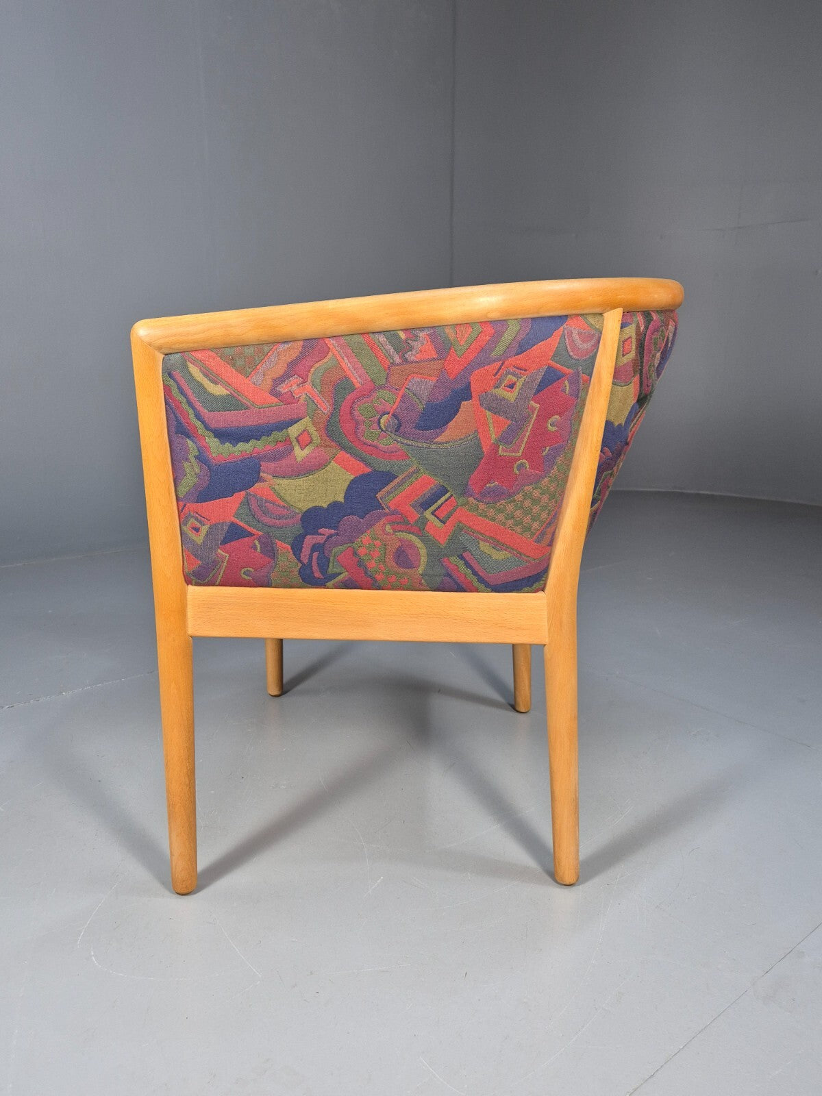 Vintage Danish Tub Chair 1980s Upholstery Beech Frame Retro MCM EB9289 MNOR - UKDK FURNITURE