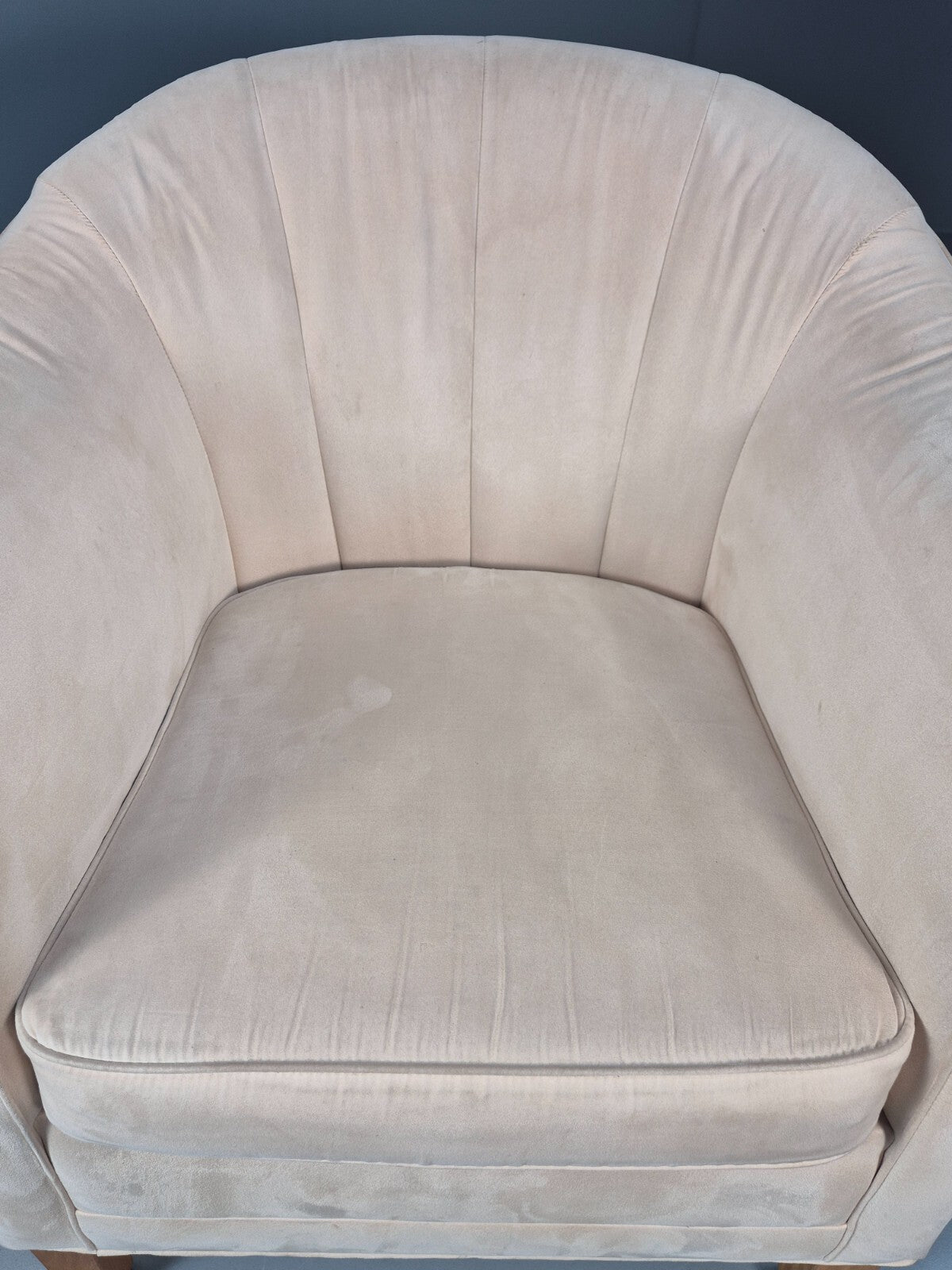 Mordern Danish Cream Faux Suede Tub Chair Beech Legs EB9308 MNOR - UKDK FURNITURE