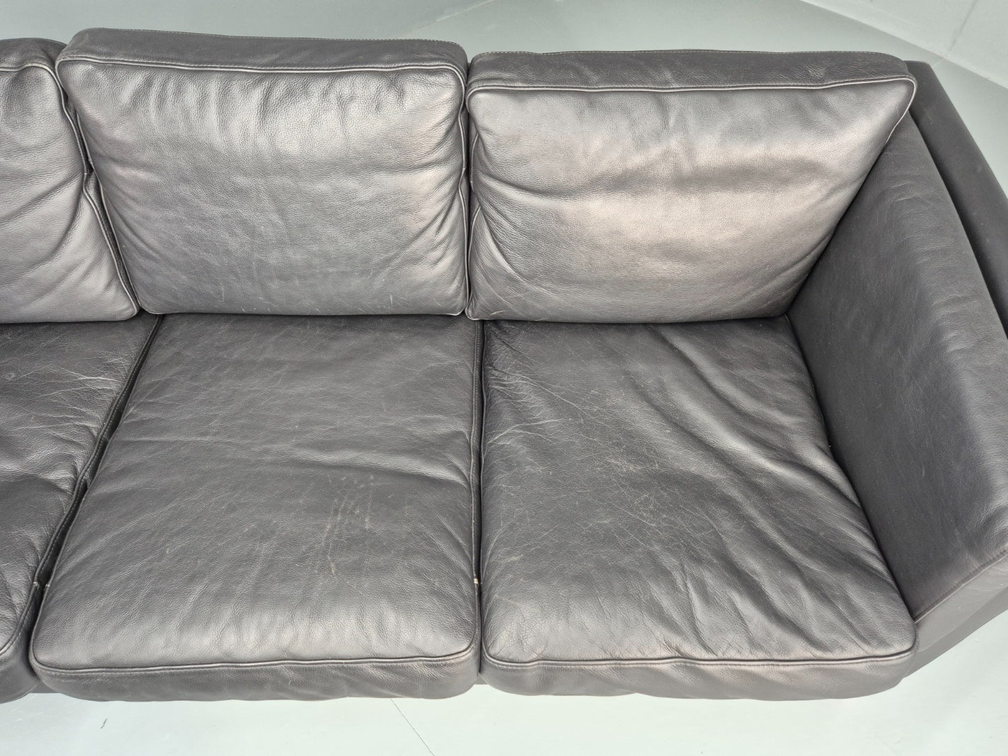 Vintage 3 Seat Sofa Danish Black Leather Mid Century Retro Design EB10481 M3SS7