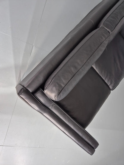 Vintage 2 Seat Leather Sofa Mid Century Danish Mogensen shape Black EB10465 M2SS12