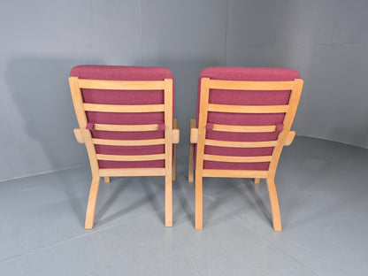 2 Stouby Bentwood Lounge Chairs Mauve Wool 1980s Retro MCM EB11349 MBEN8