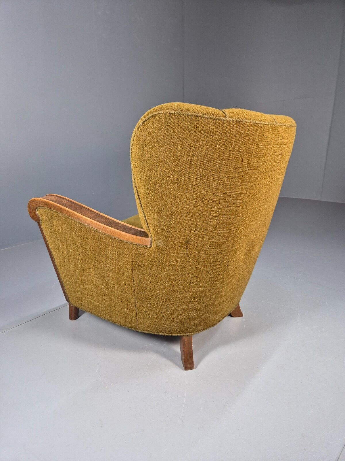 Art Deco Danish Oak Lounge Chair Green Wool 1940s Retro EB9047 VCLO - UKDK FURNITURE