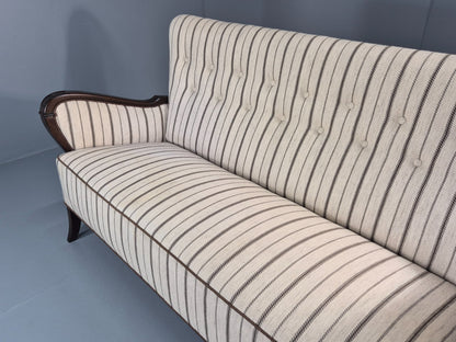 1950s Three Seater Settee Vintage Danish Cream and Grey Retro Deco EB11351 V3SS21