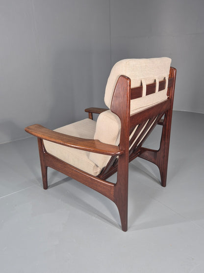 Vintage Mid Century Teak Lounge Chair Danish 1970s New Upholstery EB11138 MNOR12