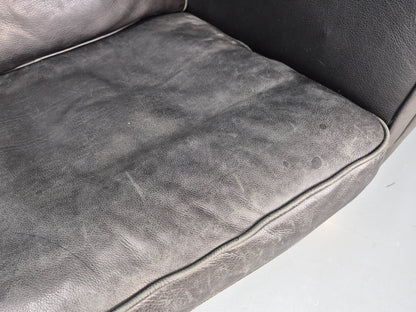 Vintage 3 Seat Sofa Black Leather Danish 1980s Retro Mid Century EB10479 M3SS10