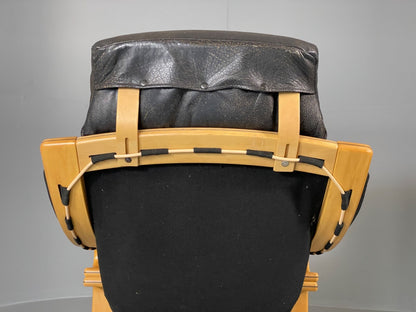 Vintage Danish Lounge Chair Black Leather Skippers Apollo Chair EB6121 MBEN16