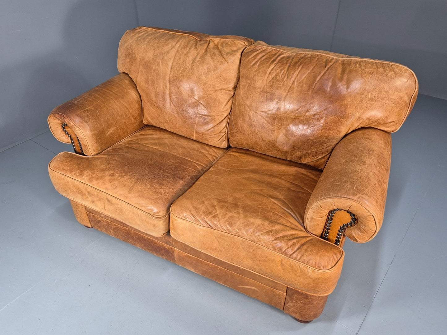 Leather Two Seat Cottage Settee Vintage Danish Quality 1990s  EB10637 M2SS17