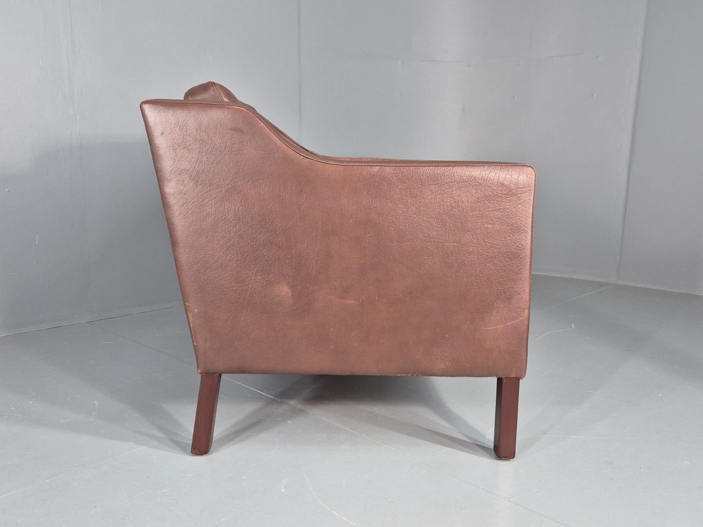 Vintage 2 Seater Sofa Danish Brown Leather Mid Century Retro 1970s EB9304 M2SS12