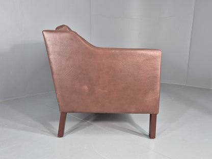 Vintage 2 Seater Sofa Danish Brown Leather Mid Century Retro 1970s EB9304 M2SS12