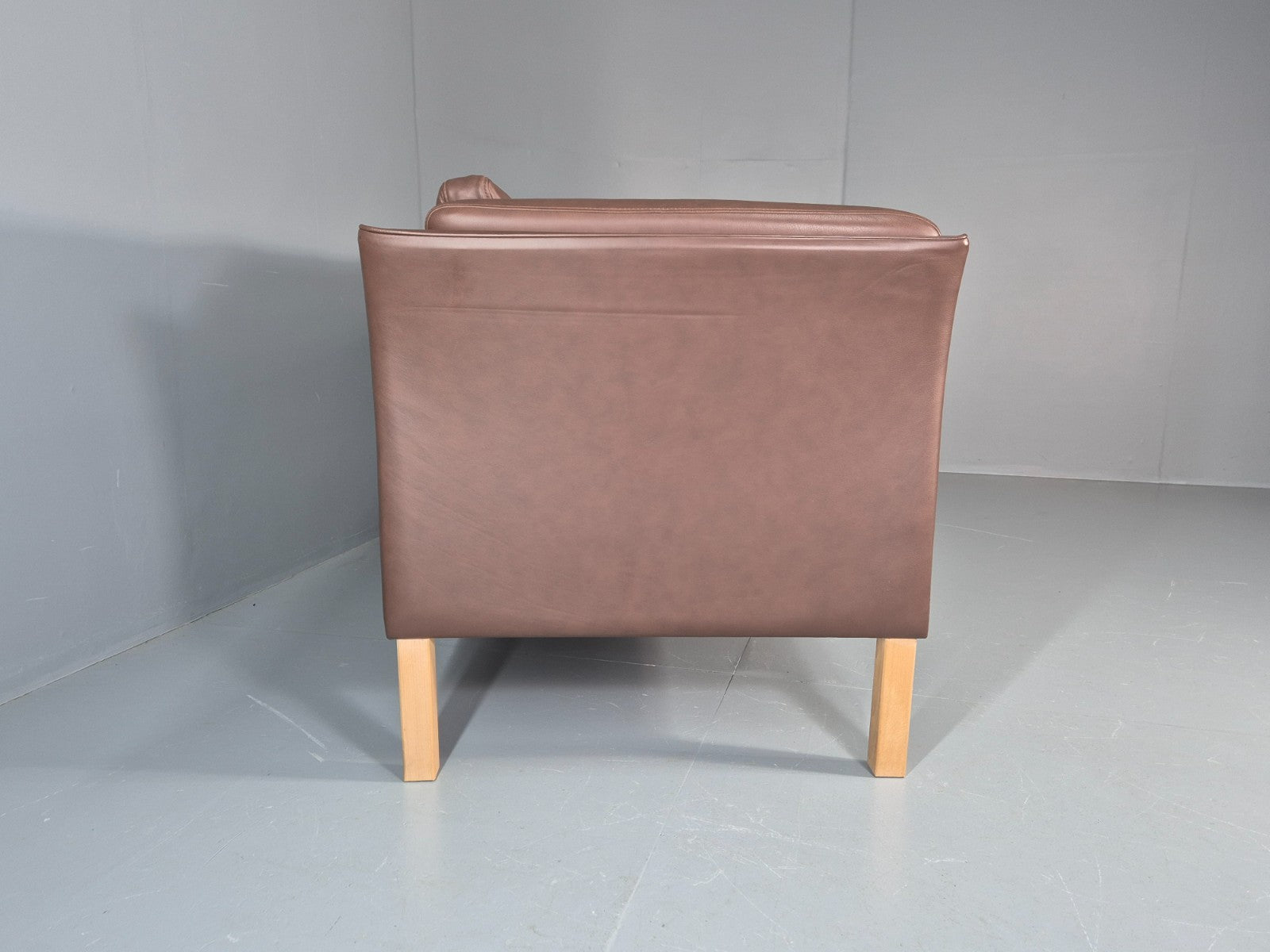 Vintage 2 Seater Settee Brown Leather Danish 1980s Retro Hurup EB11630 M2SS11