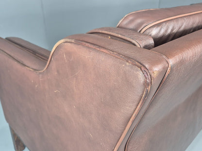 3 Seater Leather Sofa Vintage Mid Century Mogensen Shape 1970 Retro EB11356 M3SS22