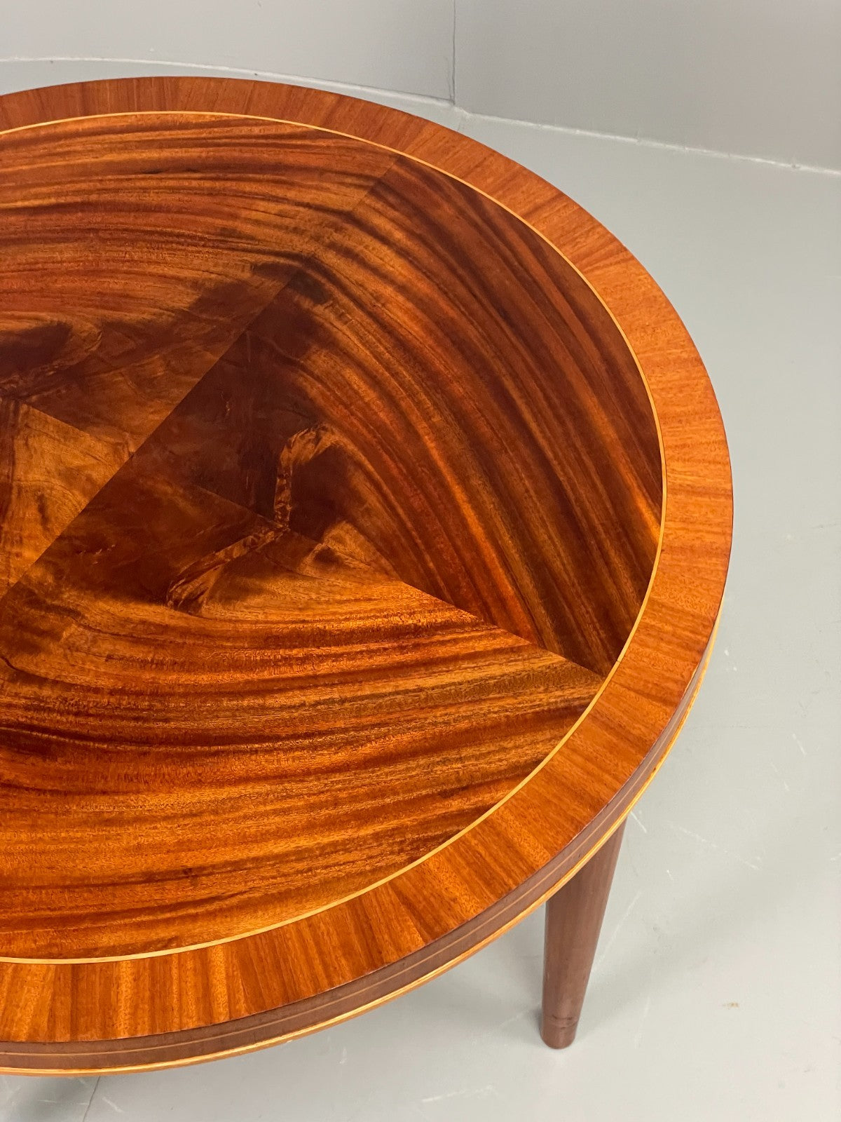 Vintage Art Deco Table Round Walnut Inlay 1950s Swedish EB11191 MWOO5