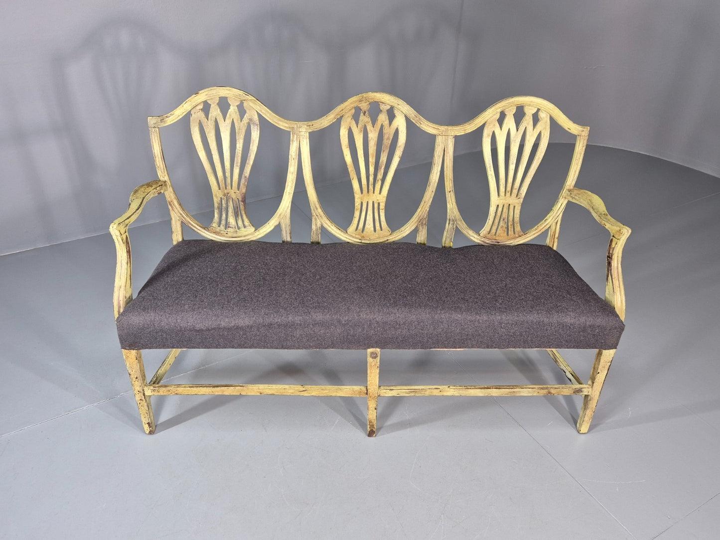 Hepplewhite Three Seater Settee New Grey Upholstery Reproduction  EB10993 VWOO4