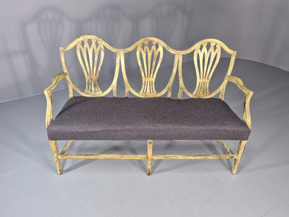 Hepplewhite Three Seater Settee New Grey Upholstery Reproduction  EB10993 VWOO4