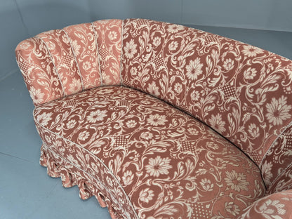 Vintage Danish Banana Sofa 1930s Art Deco Floral Pink Upholstery EB11410 V2SS15