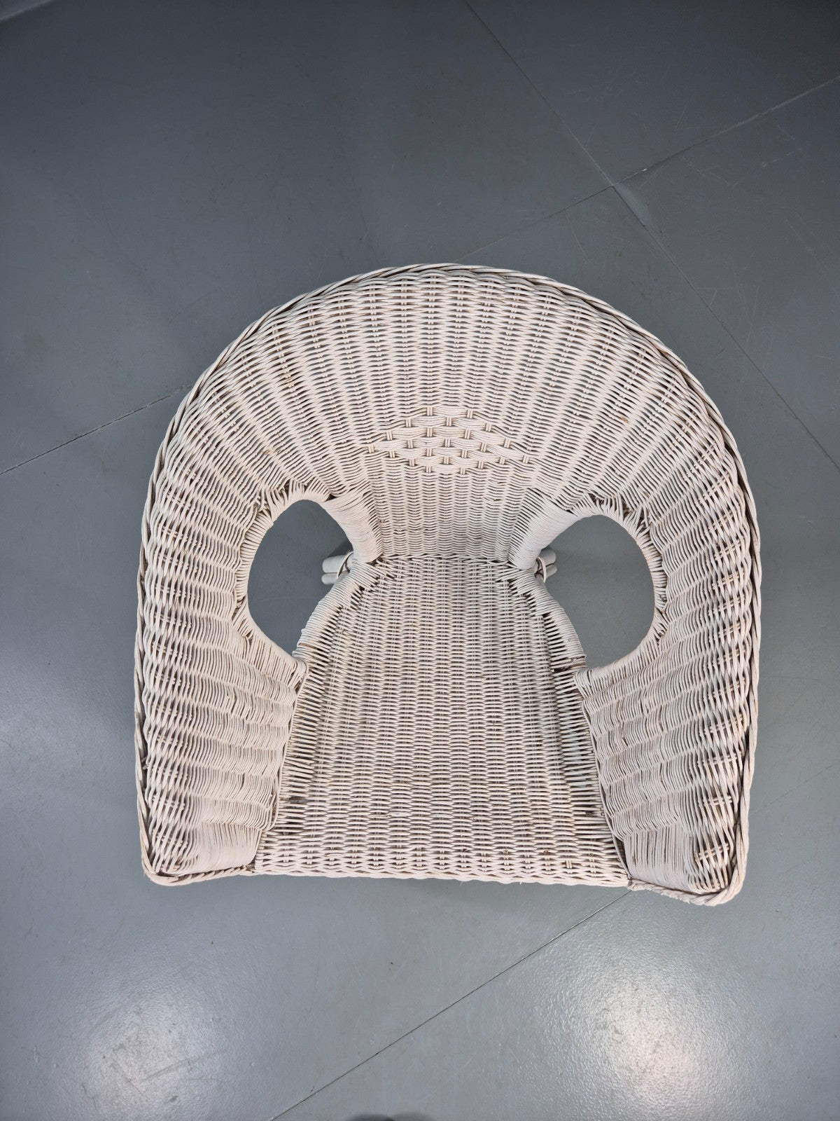 Vintage Rattan Lounge Chair White Painted 1970s Retro EB11219 VBER15