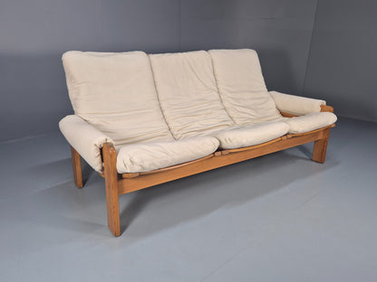 Swedese Pine Three Seater Settee  Canvas Cover Yngve Ekstrom 1970s EB10638 M3SS0