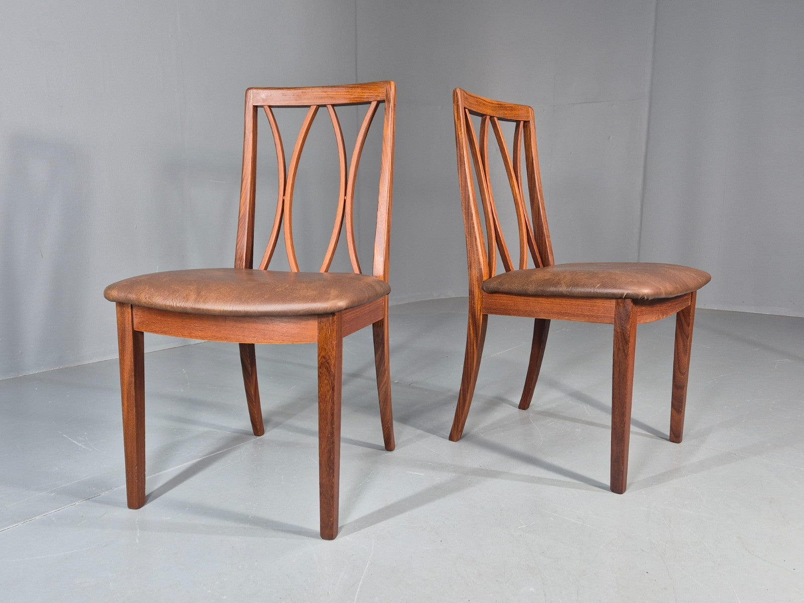 2 Vintage G plan Dining Chairs X Back 1970s Retro MCM Teak Frame EB11778 MDIN2