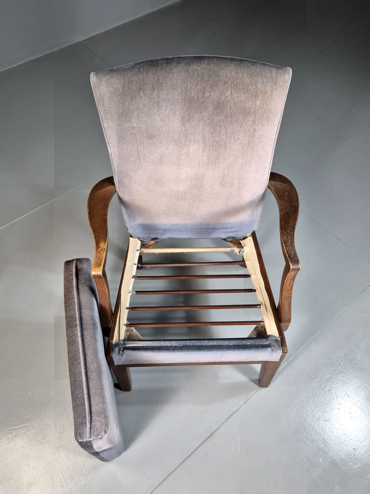 Vintage Lounge Chair Lilac Cotton Velour Beech Parker Knoll Retro EB7309 MNOR4