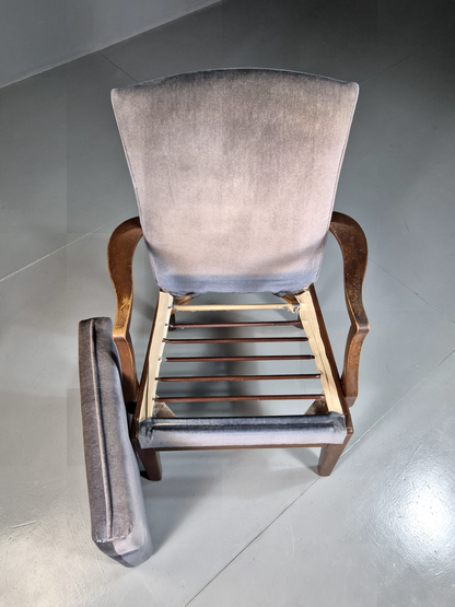 Vintage Lounge Chair Lilac Cotton Velour Beech Parker Knoll Retro EB7309 MNOR4