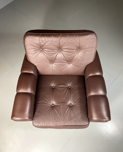 Danish Leather Lounge Chair Vintage 1970s Retro MCM EB5404 MNOR15