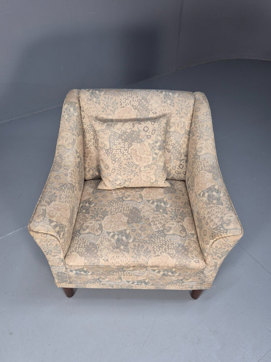 Vintage Danish Lounge Chair Abstract Floral 1980s Material Retro EB09600 MNOR - UKDK FURNITURE