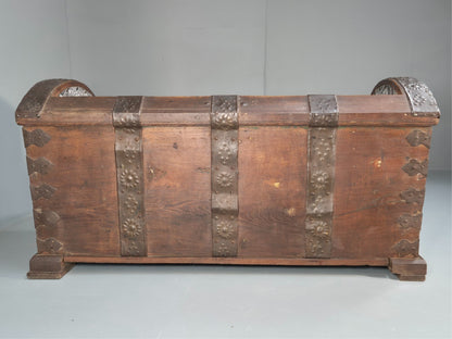 Antique Danish Oak Chest Two Seater Sofa Striped Stamped 19th Cent EB9602 V2SS - UKDK FURNITURE