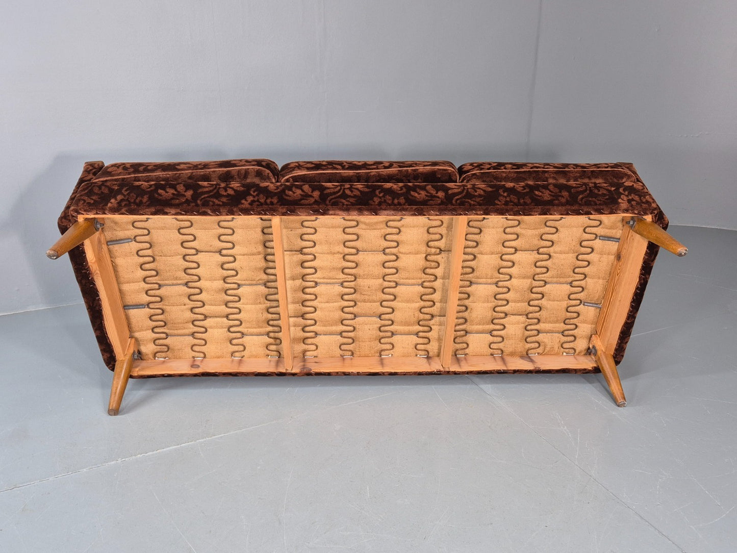 Vintage Three Seater Sofa Lani Sweden 1960s Retro Brown Floral MCM EB11080 M3SS10