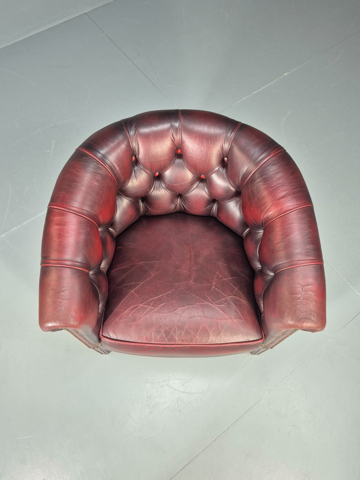 Leather Club Chair Danish Vintage Oxblood Buttoned 1980s Repro EB10756 VLEA6