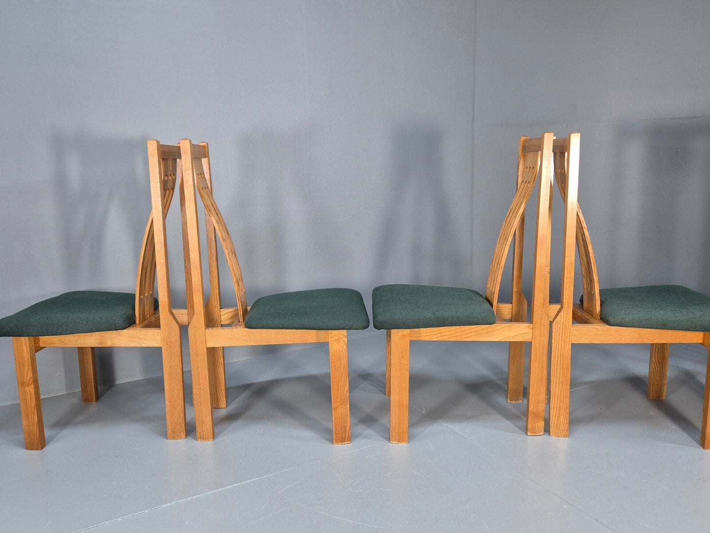 6 Vintage John Barnard Dining Chairs in Ash and Green Modern Design EB9676 MDIN - UKDK FURNITURE