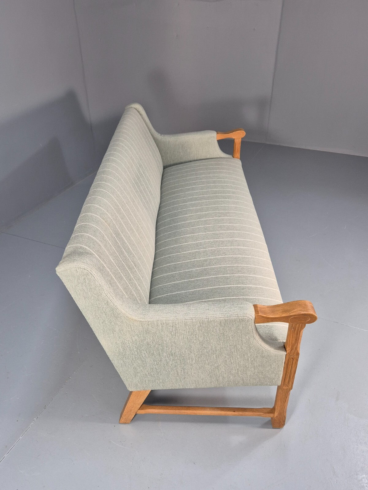 Vintage Danish Kjaernulf Style 3 Seat Sofa Oak Frame 1970s Retro EB9643 M3SS - UKDK FURNITURE