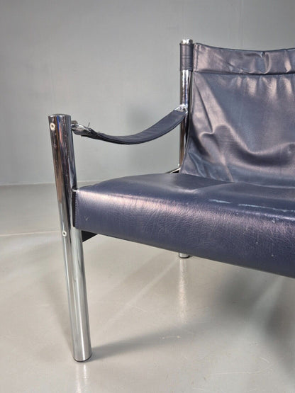 Vintage Danish Leather Safari Chair Borge Johansen 1970s EB7758 MNOR - UKDK FURNITURE
