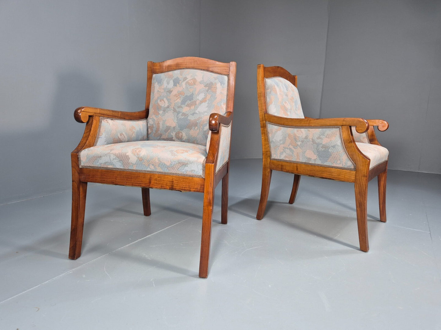 2 Vintage Danish Empire Lounge Chairs Blue Ash Frame 1920s EB9644 VCLO - UKDK FURNITURE